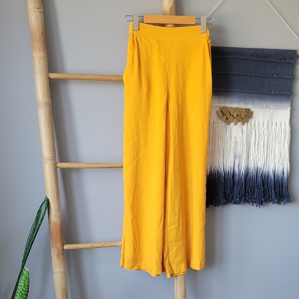 Wilfred Wide Leg Pants in Mustard Yellow